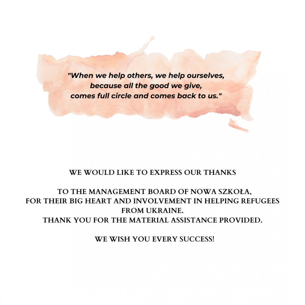 Thanks to the Management Board of Nowa Szkoła Thanks to the Management Board of Nowa Szkoła
